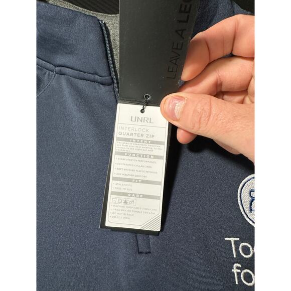 UNRL Interlock 1/4 Zip Performance Pullover Navy Blue Mens Small Chest Logo NEW - Picture 7 of 11